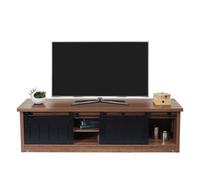 Meuble TV HWC-K75, Table de télévision, portes coulissantes, compartiments de rangement, aspect bois métal industriel 43x150x40cm brun