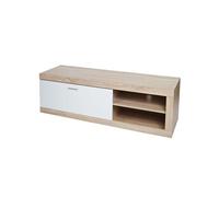 Mendler Meuble TV HWC-L33 – en bois 43x140x41 cm, compartiment de rangement, aspect chêne, blanc