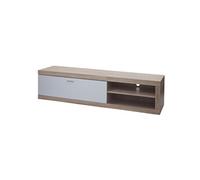 Mendler Meuble TV HWC-L33 – 43×180×41 cm, compartiment de rangement, aspect chêne, blanc