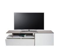 Meuble TV HWC-L34, Lowboard Table TV Sideboard Armoire TV Commode, bois 45x161x40cm Compartiment de rangement, aspect béton blanc