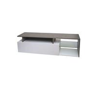 Meuble TV HWC-L35 Bois 47x170x40cm Compartiment de Rangement Imitation béton Blanc