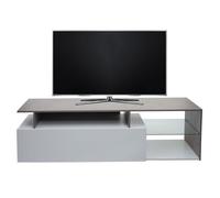 Meuble TV HWC-L35, Lowboard Table TV Sideboard Armoire TV Commode, bois 47x170x40cm Compartiment de rangement, aspect béton blanc