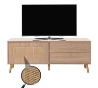 Meuble Tv Hwc-M38, Buffet Tv Armoire Tv Commode, Porte À Tiroir, Kubu Rotin Bois 56x140x41cm Chêne-Optique Multicolore