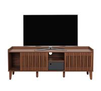 Meuble TV HWC-M48 Bois Massif de manguier 56x150x40cm Aspect Noyer