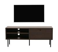 Meuble TV HWC-N78, Buffet bas Armoire TV, style scandinave Métal Bois Mélamine MVG 50x120x40cm brun foncé