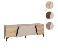 Meuble TV HWC-Q83, MDF mélaminé avec structure 3D, 55x160x42cm - aspect chêne