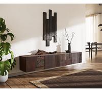 Meuble-TV Imara 200 cm brun manguier 4 portes suspendues