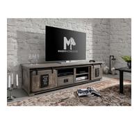 Meuble TV industriel en bois de manguier huilé - MASSIVMOEBEL24 - RAILWAY N° 451 - 200x55cm - Marron