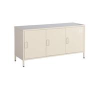 Meuble TV industriel métal crème 3 portes 120cm - Alabama