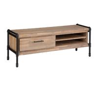 Meuble TV industriel métal et bois Siam - L. 130 x H. 45 cm - Marron bois