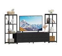 Meuble TV industriel moderne - 6 tiroirs en tissu - 4 étagères de rangement - Grand meuble pour chambre et salon