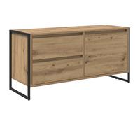 Meuble TV industriel - vidaXL - Chêne Artisan - 100x36x49.5 cm - Bois d'ingénierie - Pieds en acier - Tiroir - Porte