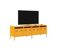 Meuble TV jaune moutarde 135x39x43,5 cm acier laminé à froid, support TV, buffet TV, armoire hifi, banc TV, armoire 851307