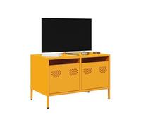vidaXL Meuble TV jaune moutarde 68x39x43,5 cm acier laminé à froid, support TV, buffet TV, armoire hifi, banc TV, armoire en 851235 Jaune G
