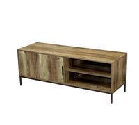 Meuble TV Joya avec 1 porte et 2 niches de rangement - Bois foncé et noir