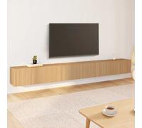 ID MARKET meuble tv JULIETTE 3 portes 270 cm bois suspendu
