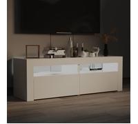 Meuble TV KIMISS Blanc avec lumières LED - 120x35x40 cm - Porte et tiroir - Style Contemporain