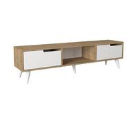 Meuble TV Kullila 160 x 35 x 40 cm effet chêne / blanc