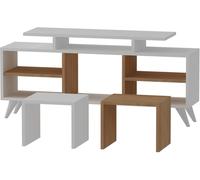 Meuble TV Kutay - Blanc, Teck 120 x 56,9 x 29,5