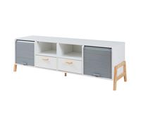 Meuble TV Kvaefjord 160 x 40 x 52 cm blanc gris naturel