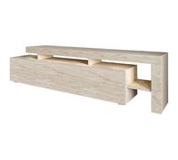 Meuble TV LED 3 portes effet travertin 192 cm - Ilia