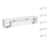 Meuble TV LED laqué "Tina" - 187.5 x 34 x 38 cm - Blanc