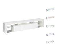 Meuble TV LED laqué "Tina" - 187.5 x 34 x 38 cm - Blanc
