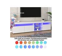 Meuble TV LED moderne blanc, panneau lumineux Variable, L: 180cm