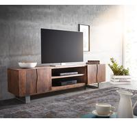 Meuble-TV Live-Edge 200 cm acacia marron 4 portes 2 compartiments