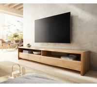 Meuble TV Live-Edge 230 cm chêne naturel 4 tiroirs bordure d'arbre massif