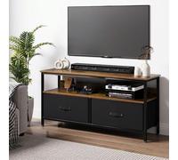 Meuble TV, lowboard, banc TV, table TV en bois, meuble TV, meuble TV avec 2 tiroirs et étagères, étagère TV pour téléviseurs jusqu'à 55 pouces, pour salon, 99 x 57 x 30 cm Couleur du produit : gris + 