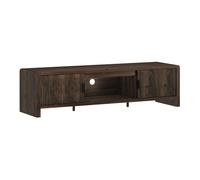 [en.casa] Meuble TV Lukkodso 150 x 40 x 40 cm avec 2 Portes Effet Noyer | compartiment ouvert, passe-câbles, meuble de rangement, grand plateau, salon, chambre