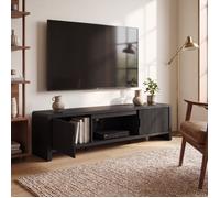 Meuble TV Lukkodso 150 x 40 x 40 cm noir rainuré