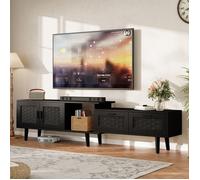 Meuble TV - LUMINARIX - Modulable - Noir - 2 tiroirs - Longueur ajustable - Design naturel