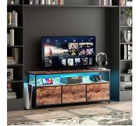 Meuble TV Lumineux 108cm - ADWOLT - Éclairage RGB Intelligent, 3 Cases de Rangement, Hauteur Adjustable - Compatible 65 Pouces