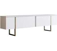 Meuble TV Luxe - Blanc, Or 180 x 30 x 50