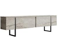 Meuble TV Luxe - Travertin, Noir 180 x 30 x 50