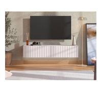 Meuble TV Maderno Dmora, en bois mélaminé blanc crème 154x42x32h cm