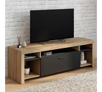 IDMarket Meuble TV Malo 140 cm bois et placard noir multicolore