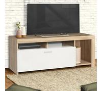 IDMarket - Meuble TV 110 cm Malo Bois et Placard Blanc