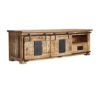 Meuble TV Manguier natur laqué 160x45x50 (BxTxH) RAILWAY #101