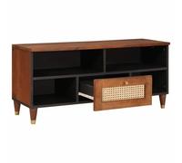 Meuble TV Marron 100 x 33,5 x 46 cm Bois De Manguier Massif | Étagère style planche, unité multimédia, usage intérieur, salon chambre bureau, entretien chiffon sec