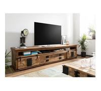 Meuble TV - MASSIVMOEBEL24 - RAILWAY N° 255 - Bois massif - Gris - Industriel - Loft