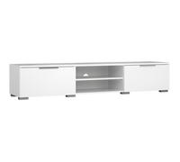Generique Meuble TV MATCH – Blanc laqué brillant – 2 tiroirs, une niche – 172,7×39,9×33,1 cm