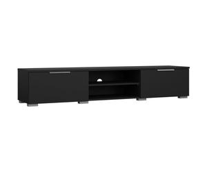 Meuble TV - MATCH - Noir mat - 2 tiroirs, une niche - 172,7 x 39,9 x 33,1 cm