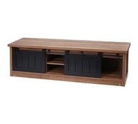 Meuble TV HWC-K75, Table de télévision, portes coulissantes, compartiments de rangement, aspect bois métal industriel 43x150x40cm brun