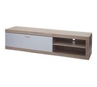Mendler Meuble TV HWC-L33 – 43×180×41 cm, compartiment de rangement, aspect chêne, blanc
