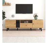 Meuble TV - Merax - Bois et Noir - 170 x 40 cm - Portes - Tiroir et Étagères - Meuble Bas pour Salon