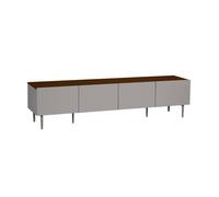 Meuble TV métal et décor bois 4 portes 180cm gris et noyer - Ashton