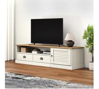 Meuble TV - Meuble Séjour - Armoire TV VIGO blanc 156x40x40 cm - Bois massif de pin - CFW122093